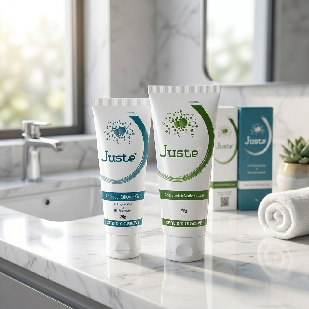 Juste Advanced Scar & Stretch Mark Recovery Duo (Silicone Gel + Anti Stretch Marks Cream)