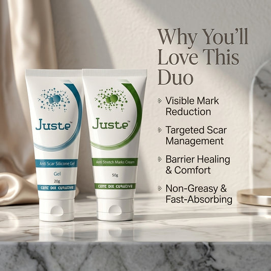 Juste Advanced Scar & Stretch Mark Recovery Duo (Silicone Gel + Anti Stretch Marks Cream)